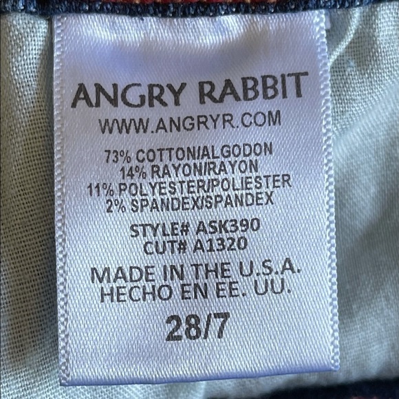 Angry Rabbit jeans distressed made in U.S.A. 28/7 rocker concert casual - Picture 8 of 14